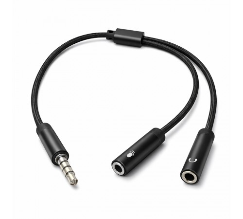 Адаптер ColorWay 3.5 мм - 2х3.5 мм (M/F), 0.28 м, Black (CW-AD-J2FJ)