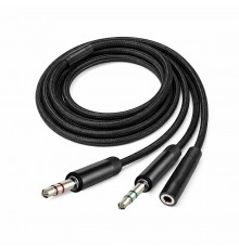 Адаптер ColorWay 3.5 мм - 2х3.5 мм (F/M), 1 м, Black (CW-AD-J2MJ)