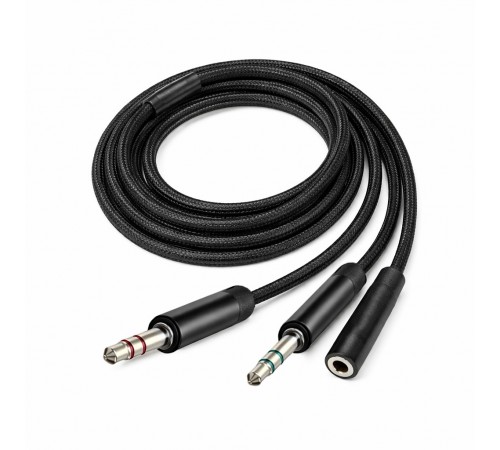 Адаптер ColorWay 3.5 мм - 2х3.5 мм (F/M), 1 м, Black (CW-AD-J2MJ)