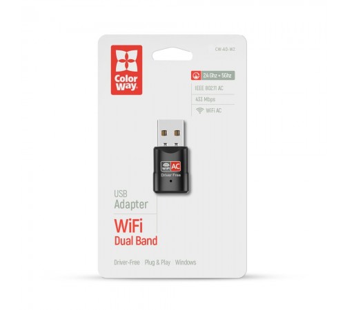 Бездротовий адаптер ColorWay Wi-Fi (CW-AD-W2) Бездротовий адаптер ColorWay Wi-Fi (CW-AD-W2)