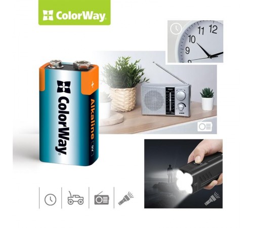 Батарейка ColorWay Alkaline Power Krona/6LR61 BL 1шт Батарейка ColorWay Alkaline Power Krona/6LR61 BL 1шт