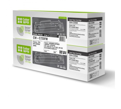 Картридж CW (CW-C725FM) Canon LBP-6000/6020/MF3010 Black (CE285A/Canon 725) Dual Pack