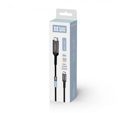 Кабель ColorWay HDMI - USB Type-C (M/M), 4K/60 Гц, 2 м, Black (CW-CBCHD077-BK) Кабель ColorWay HDMI - USB Type-C (M/M), 4K/60 Гц, 2 м, Black (CW-CBCHD077-BK)