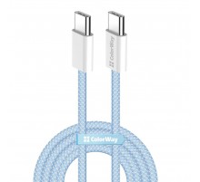 Кабель ColorWay USB Type-C + USB Type-C (M/M), 3.0 А, 1 м, Blue (CW-CBPDCC061-BL)