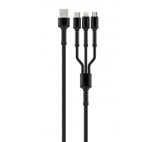 Кабель ColorWay USB - Lightning + micro USB + USB Type-C (M/M), 1.2 м, Dark Grey (CW-CBU3003-GR)