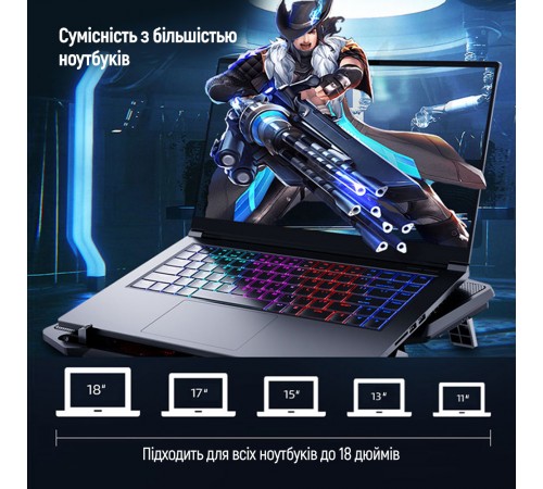 Охолоджуюча пiдставка для ноутбука ColorWay Cooling Game Pro S4, 10-17” (CW-CGPS4)