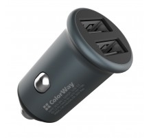 Автомобільний зарядний пристрій ColorWay (2USBx2.4A, 36W) Quick Charge 3.0 Gray (CW-CHA036Q-GR)