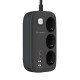Фільтр живлення ColorWay CW-CHE34PDB GaN3 Pro PD 65W (2USB-A + 2 TYPE-C) 3 розетки, 4 USB, 2 м, чорний