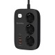Фільтр живлення ColorWay CW-CHE34PDB GaN3 Pro PD 65W (2USB-A + 2 TYPE-C) 3 розетки, 4 USB, 2 м, чорний