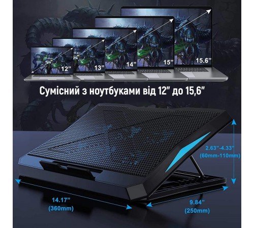 Охолоджуюча пiдставка для ноутбука ColorWay Cooling Laptop Q3, 10-17” (CW-CLQ3)