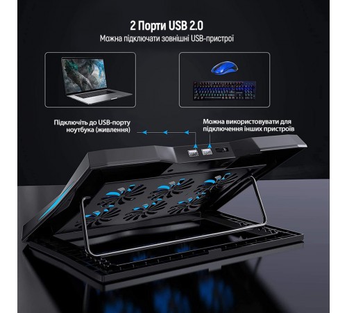 Охолоджуюча пiдставка для ноутбука ColorWay Cooling Laptop Q3, 10-17” (CW-CLQ3)