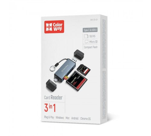 Картрідер ColorWay 3-в-1 Gray (CW-CR-01) Картрідер ColorWay 3-в-1 Gray (CW-CR-01)