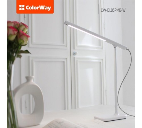 Настільна лампа LED ColorWay CW-DL03PMB-W White Настільна лампа LED ColorWay CW-DL03PMB-W White