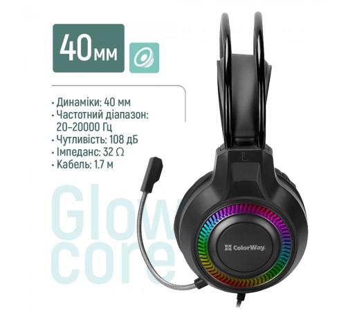 Гарнітура СolorWay GlowCore RGB Black (CW-HPG02BK)