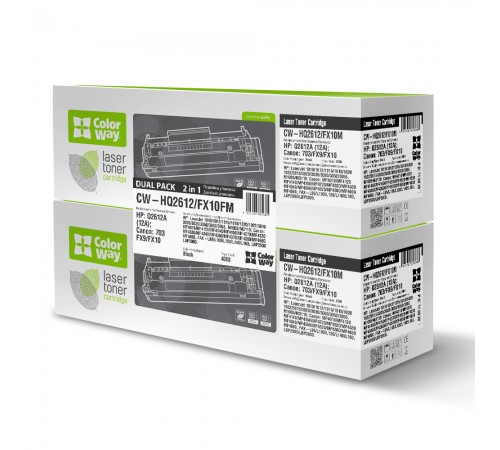 Картридж ColorWay (ColorWay-HQ2612/FX10FM) HP LJ 1010/Canon MF4018/4120 Universal (Q2612A/Canon 703/FX10) Dual Pack