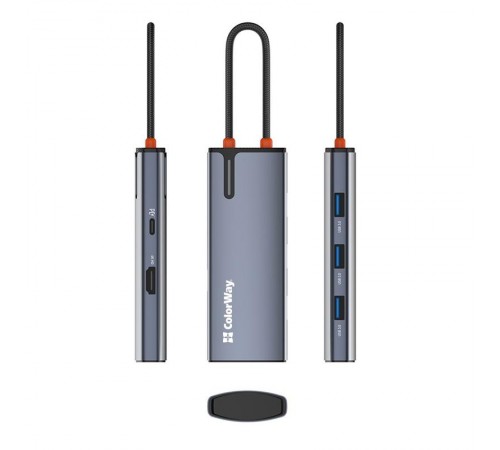 Док-станція ColorWay USB-C 5-в-1 Type C PD 100W/USB3.0х3/HDMI 4К (CW-HUB01)