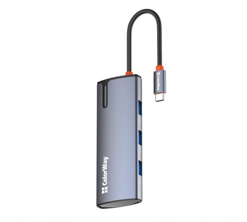 Док-станція ColorWay USB-C 5-в-1 Type C PD 100W/USB3.0х3/HDMI 4К (CW-HUB01)