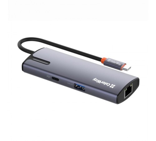 Док-станція СolorWay USB-C 6-в-1 Type C PD 100W/USB3.0х3/USB2.0/RJ45 (CW-HUB03)