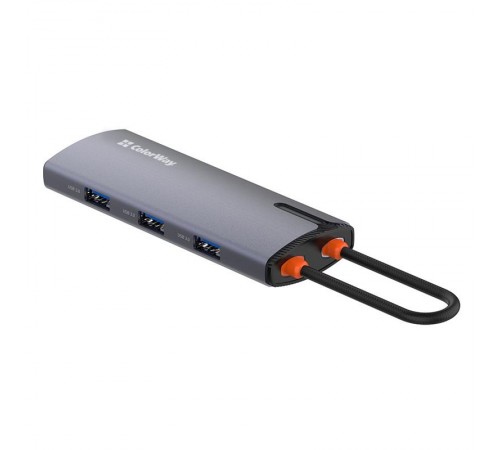 Док-станція СolorWay USB-C 6-в-1 Type C PD 100W/USB3.0х3/USB2.0/RJ45 (CW-HUB03)