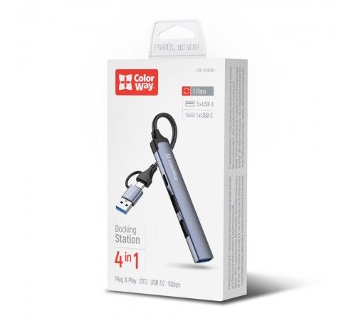 USB-хаб СolorWay USB Type-A/USB Type-C 4-в-1 (CW-HUB06)