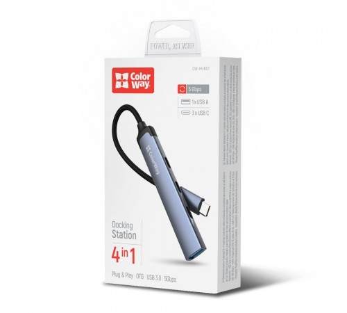 USB-хаб СolorWay USB Type-C 4-в-1 (CW-HUB07) USB-хаб СolorWay USB Type-C 4-в-1 (CW-HUB07)