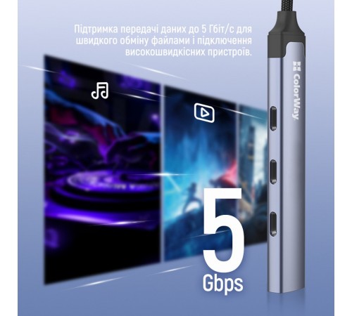 USB-хаб СolorWay USB Type-C 4-в-1 (CW-HUB07) USB-хаб СolorWay USB Type-C 4-в-1 (CW-HUB07)