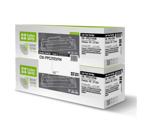 Картридж CW (CW-PPC211EVFM) Pantum P2200/2207/2506/M6500/M6607 Black (PC-211EV) Dual Pack