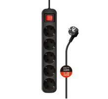 Фільтр живлення СolorWay (CW-PSEA53BK) 5 розеток, 3м, Black