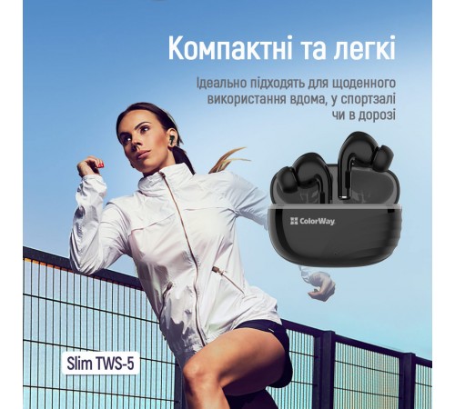 Bluetooth-гарнітура СolorWay Slim TWS-5 Earbuds Black (CW-TWS5BK)