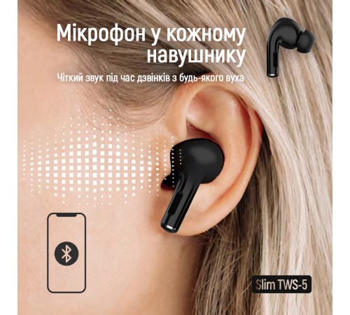 Bluetooth-гарнітура СolorWay Slim TWS-5 Earbuds Black (CW-TWS5BK)