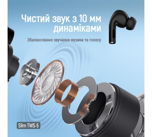 Bluetooth-гарнітура СolorWay Slim TWS-5 Earbuds Black (CW-TWS5BK)