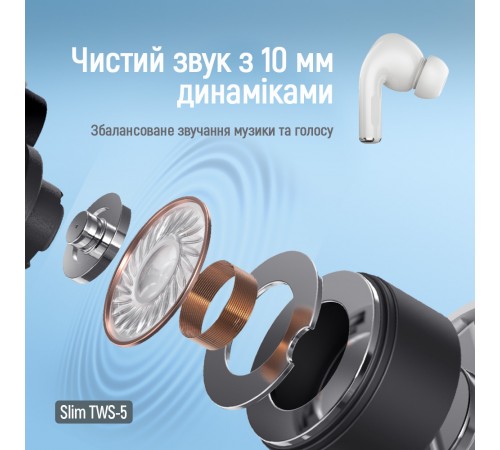 Bluetooth-гарнітура СolorWay Slim TWS-5 Earbuds White (CW-TWS5WT)