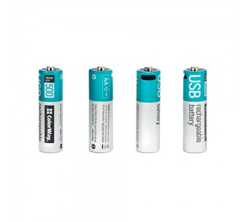 Акумулятор USB-C ColorWay (CW-UBAA-10) AA/HR06 Li-Pol 2220 mAh BL 2шт Акумулятор USB-C ColorWay (CW-UBAA-10) AA/HR06 Li-Pol 2220 mAh BL 2шт