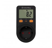 Енергометр цифровий (W/V/A/C/KWh) СolorWay для розетки (16A/3680W) (CW-VM16-01D)
