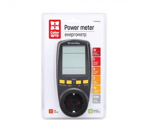Енергометр цифровий (W/V/A/C/Hz/KWh) СolorWay для розетки (16A/3680W) (CW-VM16-02D) Енергометр цифровий (W/V/A/C/Hz/KWh) СolorWay для розетки (16A/3680W) (CW-VM16-02D)