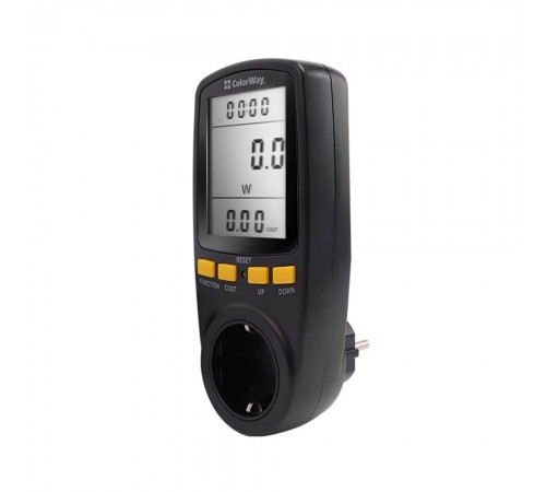 Енергометр цифровий (W/V/A/C/Hz/KWh) СolorWay для розетки (16A/3680W) (CW-VM16-02D) Енергометр цифровий (W/V/A/C/Hz/KWh) СolorWay для розетки (16A/3680W) (CW-VM16-02D)