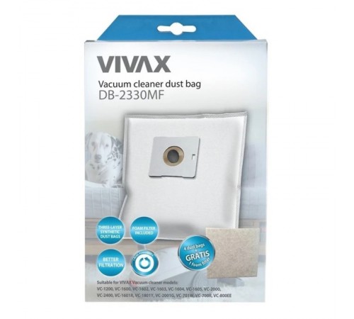 Мішки Vivax Home для пилососу синт. 4шт/уп + фільтр 13х15см (DB-2330MF)