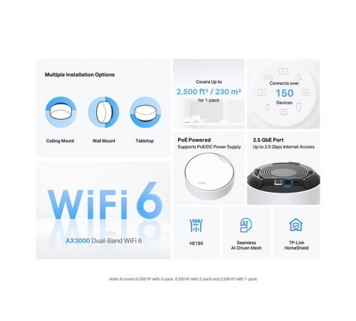 WiFi Mesh-система TP-Link Deco X50 PoE(1-pack) WiFi Mesh-система TP-Link Deco X50 PoE(1-pack)