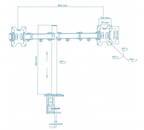 Кронштейн Walfix DM-400B (для 2-х моніторів)