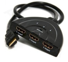 Перемикач HDMI-інтерфейсу Cablexpert HDMI - 3хHDMI V 1.4 (M/F), 0.5 м, чорний (DSW-HDMI-35) блістер