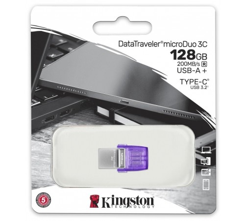 Флеш-накопичувач USB3.2 128GB Type-C Kingston DataTraveler microDuo 3C (DTDUO3CG3/128GB)