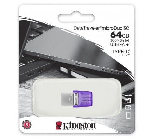 Флеш-накопичувач USB3.2 64GB Type-C Kingston DataTraveler microDuo 3C (DTDUO3CG3/64GB)
