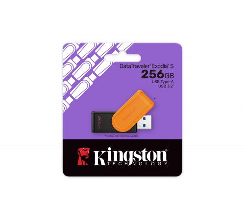 Флеш-накопичувач USB3.2 256GB Kingston DataTraveler Exodia S Black/Orange (DTXS/256GB)