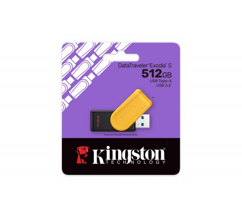 Флеш-накопичувач USB3.2 512GB Kingston DataTraveler Exodia S Black/Yellow (DTXS/512GB)
