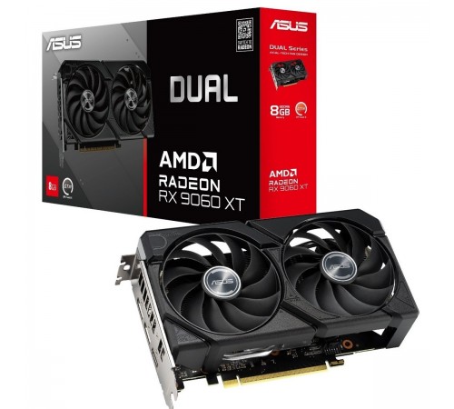 Відеокарта AMD Radeon RX 9060 XT 8GB GDDR6 Dual Asus (DUAL-RX9060XT-8G) Відеокарта AMD Radeon RX 9060 XT 8GB GDDR6 Dual Asus (DUAL-RX9060XT-8G)