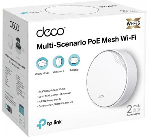 WiFi Mesh-система TP-Link Deco X50-PoE(2-pack) WiFi Mesh-система TP-Link Deco X50-PoE(2-pack)