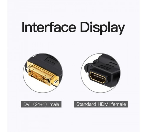 Адаптер Vention HDMI - DVI V 1.4 (F/M), Black (ECDB0)