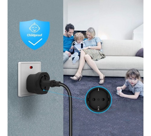 Адаптер Essager EU - UK (F/M) Black (ECTZH-YCC01-Z)