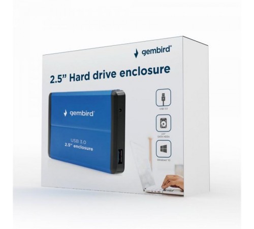 Зовнішня кишеня Gembird для підключення SATA HDD 2.5", USB 3.0, Blue (EE2-U3S-2-B)