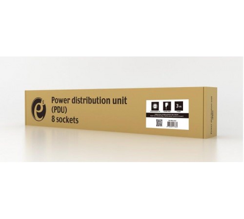 Блок розеток EnerGenie 19" 1U (EG-PDU-014) алюм. корп., 8 розеток, 16A, 3м, чорний, вилка Schuko